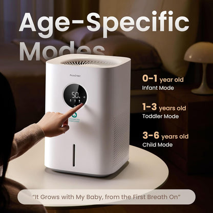 Provirtec Pro Baby Humidifier - Mist-Free, BPA-Free & Quiet 16dB | 4L Tank for Nursery & Kids