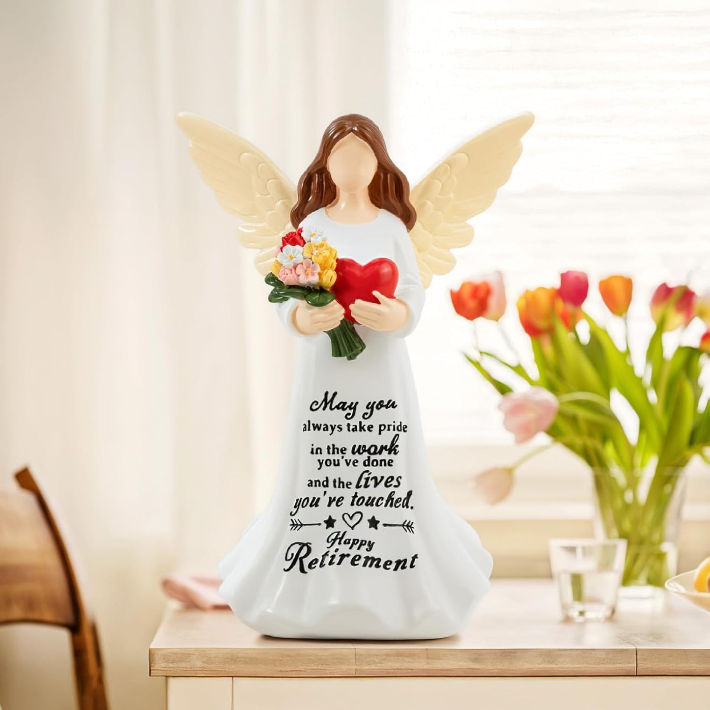 Skiennix Angel Figurine - 7.1" Retirement Gift for Women | Happy Retirement Card & Home Decor