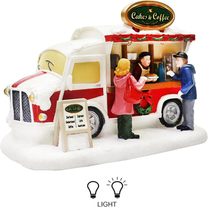 Moments In Time Christmas Village - Lighted LED Food Truck Scene | Hand-Painted Holiday Tabletop Décor