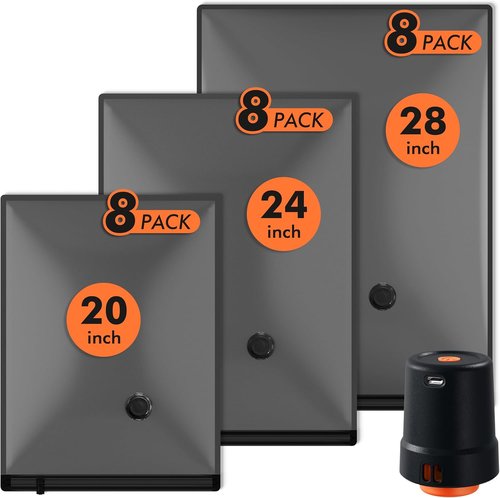 GONGSHI Vacuum Seal Bags - Space-Saving Travel & Home Storage | 24 Combo with Pump for Clothes, Blankets, Pillows