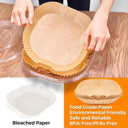 Air Fryer Paper Liners - 100PCS 6.5IN Square Non-Stick Parchment Sheets for Baking & Roasting