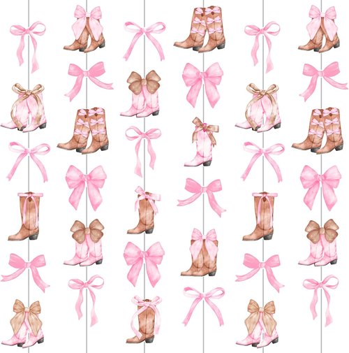 Coquette Cowgirl Bow and Boots Garlands - 8PCS Western Hanging Decorations for Bachelorette Parties