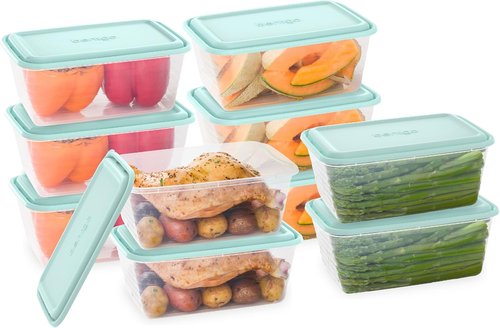 Bentgo Prep - Extra-Large 8-Cup Deep-Dish Storage Containers | 20-Piece Set, Reusable & BPA-Free, Aqua Splash