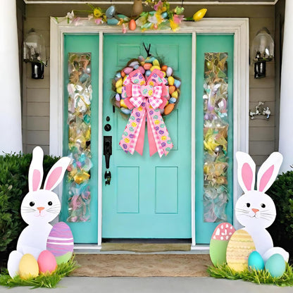 Montekin Large Easter Bows - Pre-Tied Wired Ribbon Bow for Wreaths | 20x11 Inch, 2 Pack in Pink