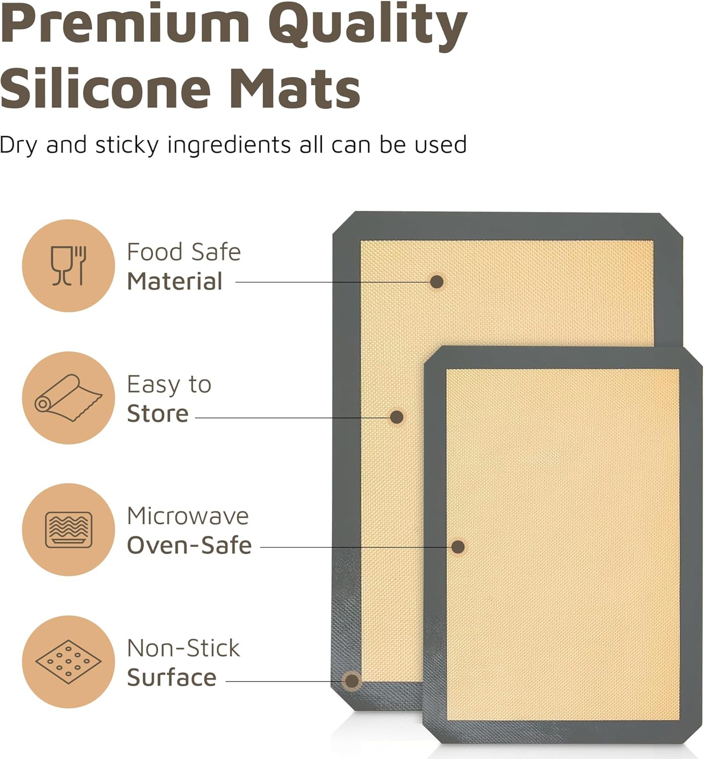 Skiennix Silicone Baking Mats - Nonstick 4-Pack for Macarons & Cookies | 2 Half & 2 Quarter Sizes