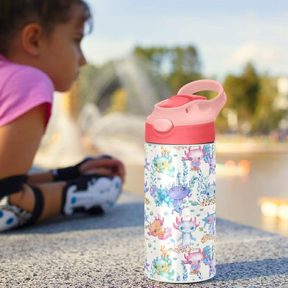 Skiennix Cute Axolotl Stainless Steel Water Bottle - 12 Oz Vacuum Insulated for Kids & Girls