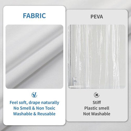 THAIGEE Water-Repellent Fabric Shower Curtain Liner - Hotel Quality Machine Washable, 3 Heavy-Duty Magnets with Rustproof Grommets & Weighted Hem, Standard Size 72x72in White