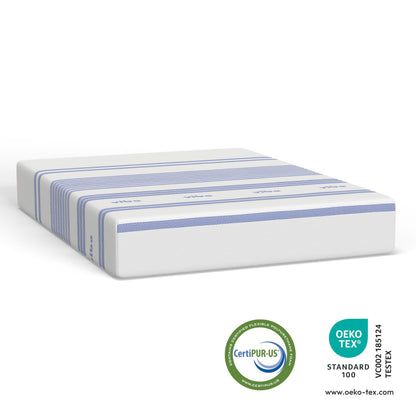 Vibe Gel Memory Foam Mattress, Fiberglass Free 10-Inch CertiPUR-US Certified Bed-in-a-Box, Queen, White