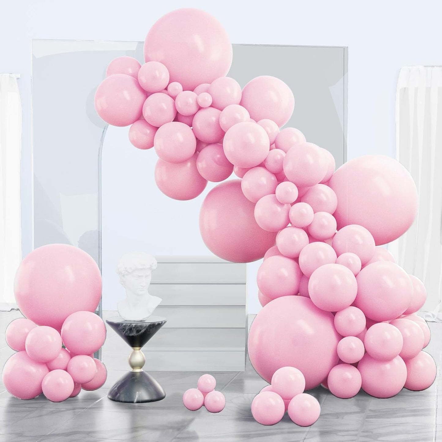 PartyWoo Light Pink Balloon Arch Kit - 140pcs in Various Sizes for Baby Showers & Birthdays | Pastel Pink Decor