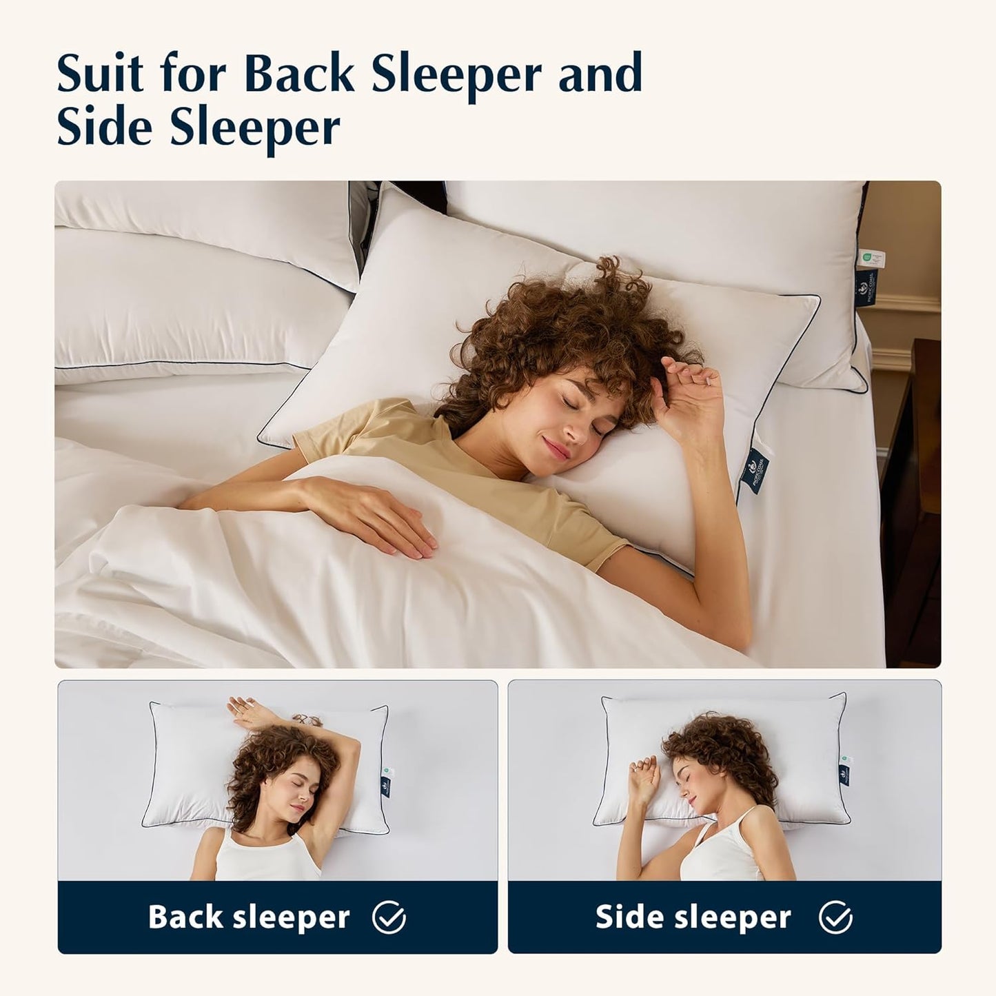 Pacific Coast | Goose Feather & Down Bed Pillow - Medium Support, 3-Chamber Design, Standard Size