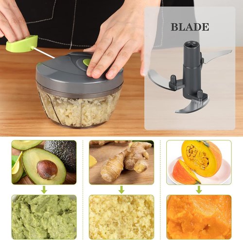 Cambom Manual Food Chopper - BPA-Free Vegetable Cutter for Onions, Fruits & Nuts | 500ml Gray