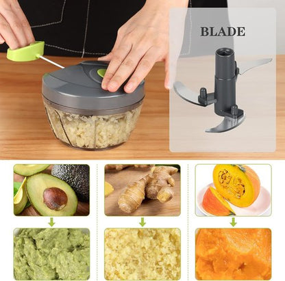 Cambom Manual Food Chopper - BPA-Free Vegetable Cutter for Onions, Fruits & Nuts | 500ml Gray