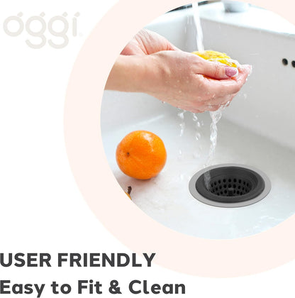 OGGI Silicone & Metal Sink Stopper- Great Kitchen Sink Stopper, Silicone Drain Stopper, Sink Plug, 4.6˝ Diameter Metal Rim, Black
