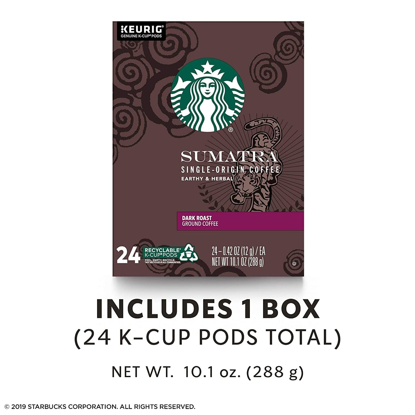 Starbucks Sumatra single serve K-Cup pods for Keurig brewers, 24 Count