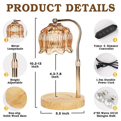 Funistree Candle Warmer Lamp for Yankee Jar Candles, Height Adjustable Candle Warming Lamp with Timer, Birthday Gifts for Women Her Wife, Mom Gifts, House Warming Gift New Home Decor