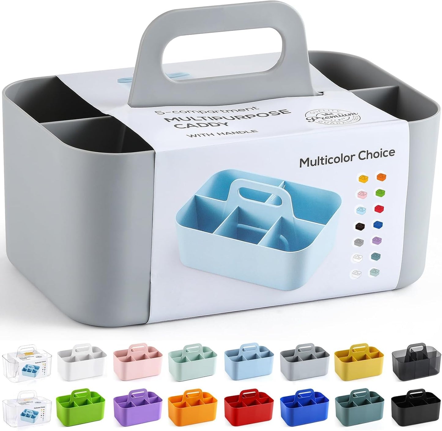 Multiuse Caddy Organizer by [Brand Name] - Portable Tote Bin for Art, Makeup & Office Supplies - Grey