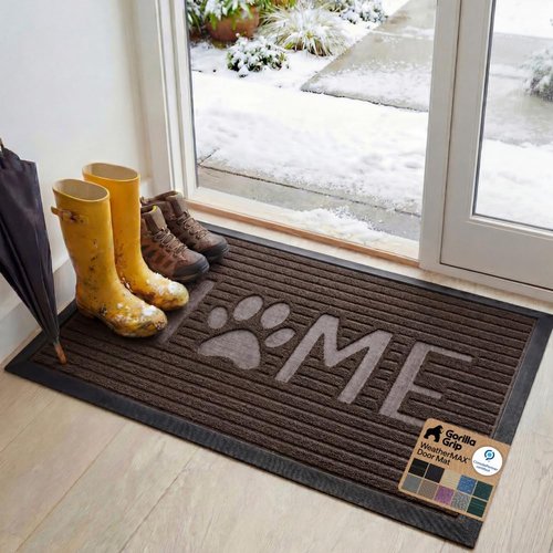 GORILLA GRIP Waterproof All-Season WeatherMAX Doormat - 47x35 Natural Rubber, Stain & Fade Resistant, Easy Clean Espresso