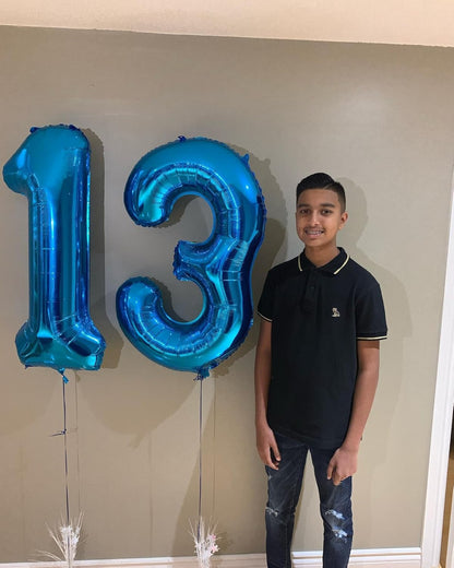 Number 13 Balloon by [Brand Name] - 40-Inch Navy Blue Birthday Decoration for 13th Year Celebration