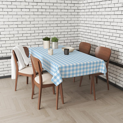 Skiennix Light Blue Checkered Tablecloth - 54" x 108" Waterproof Disposable Cover for Parties & Picnics