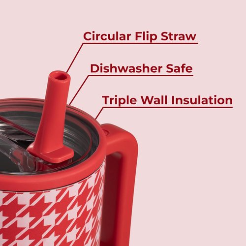 HydroJug Traveler - 40 Oz Insulated Water Bottle with Handle & Flip Straw - Leak Resistant, Houndstooth Design