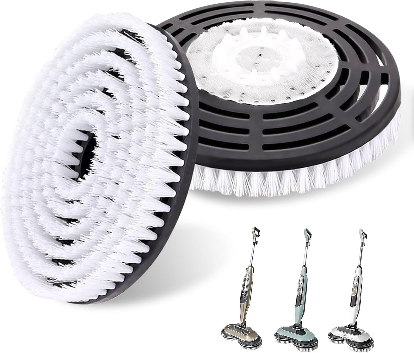 Shark Upgraded Steam Mop Pads - Replacement Brush Heads with Scrubbing Bristles | Deep Clean Hardwood & Tile Floors | Fits S7000 Series & More - 2 Pack