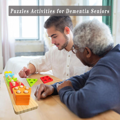 Regine Switzerland Cognitive Training Games - Wooden Puzzles for Seniors | Geometric Colors & Numbers