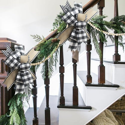 Buffalo Plaid Wreath Bow - Rustic Farmhouse Front Door Decoration | Perfect for Seasonal Decor