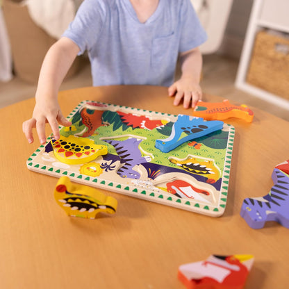 Melissa & Doug Dinosaur Wooden Chunky Puzzle - 7 Pieces | FSC Certified Eco-Friendly Fun