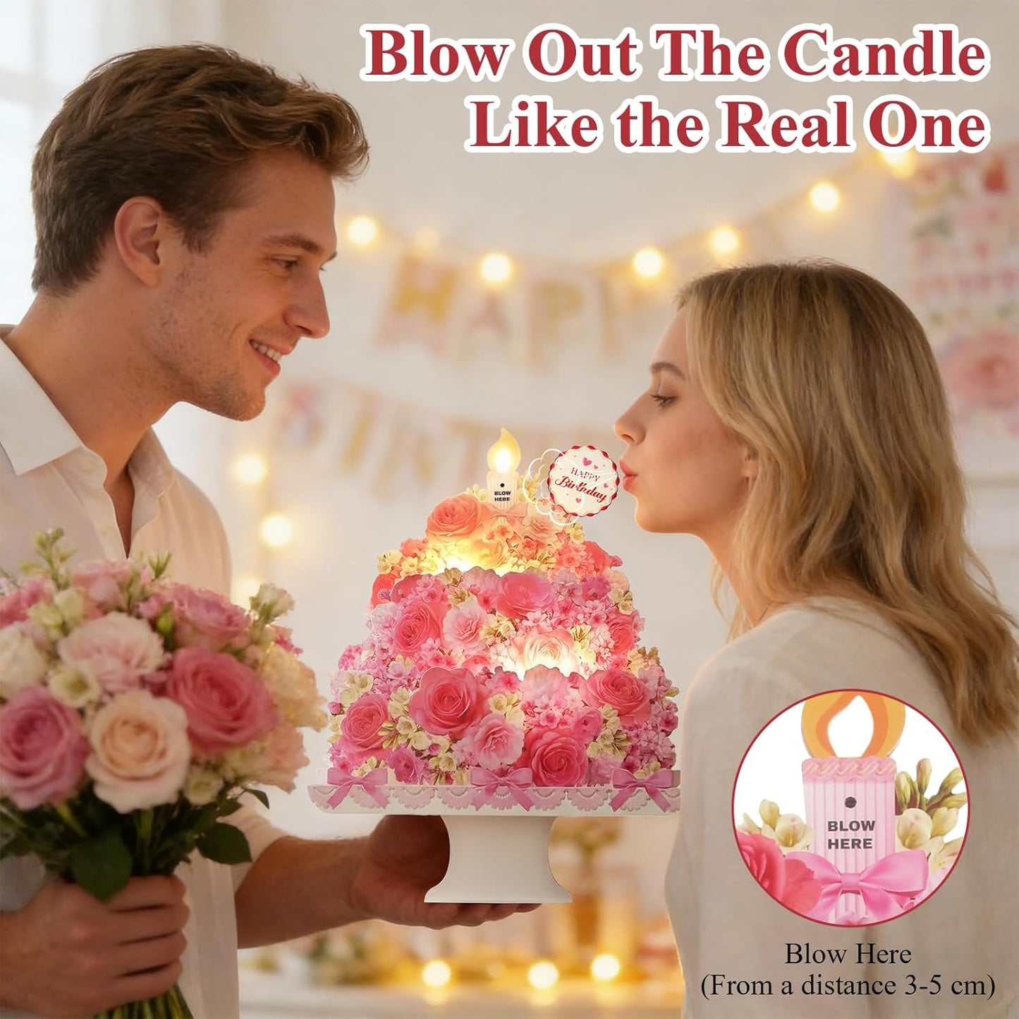 Tcamp Pop-Up Birthday Card - Musical 3D Floral Design | Perfect Gift for Women, Kids & Friends