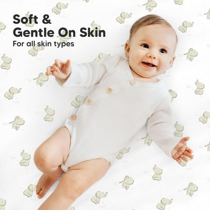 Elly Mini Crib Sheets - 2-Pack Fitted Organic Cotton Playard Bedding, Soft & Breathable 38x26