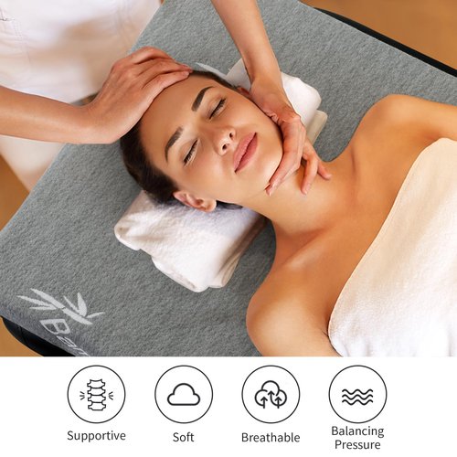 HOMBYS Memory Foam Massage Bed Mattress Topper with Cooling Rayon Derived from Bamboo Cover, Massage Table Mattress Topper with Elastic Bands, Non-Slip Lash Bed Cushion Only (Bed Not Included)