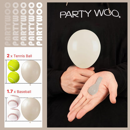 PartyWoo White Sand Balloons - 50 Pcs 5-Inch Mini Beige & Cream Latex Balloons for Weddings & Events