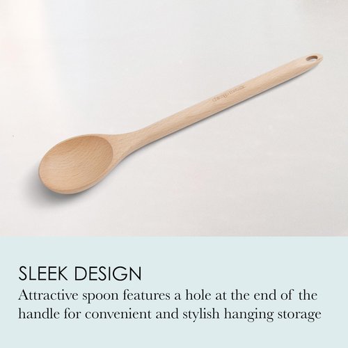 Chicago Metallic Beechwood Spoon Ideal for Stirring Soups and Sauces, Features Hang Hole for Convenient Storage, 2.36x0.79x13.98 Inch