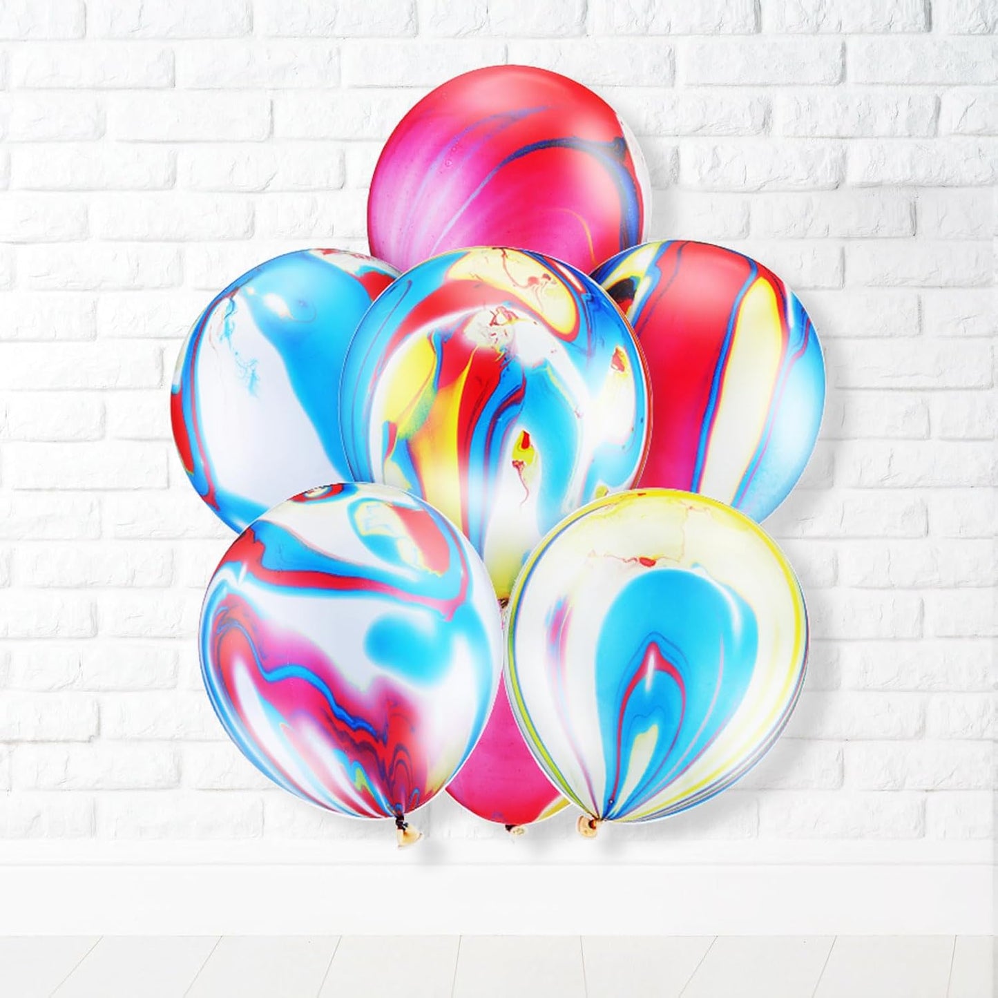 Skiennix 12-Inch Tie Dye Agate Marble Balloons - 24 Colorful Latex Balloons for Parties & Celebrations