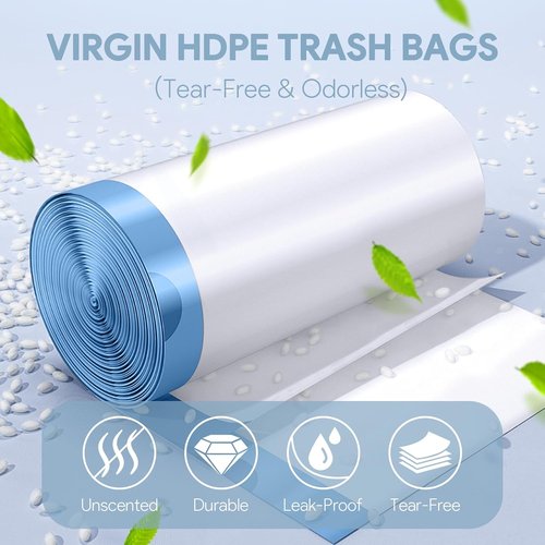 4 Gallon Trash Bags by [Brand Name] - Tear-Free Drawstring Garbage Liners | Unscented White, 80 Count