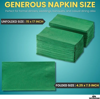 Green Dinner Napkins | 2-Ply Disposable Paper Napkins - 15" x 17", 250 Pack for Easy Cleanup