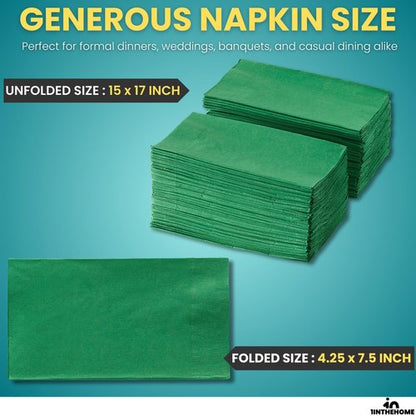 1InTheHome Green Dinner Napkins Disposable, Paper Hand Towels, Paper Dinner Napkins, 2-Ply, 15" x 17", 250 Pack