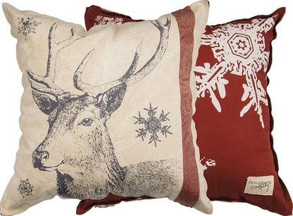 Holiday Snowflake Deer Throw Pillow 25-Inch Square - Primitives by Kathy