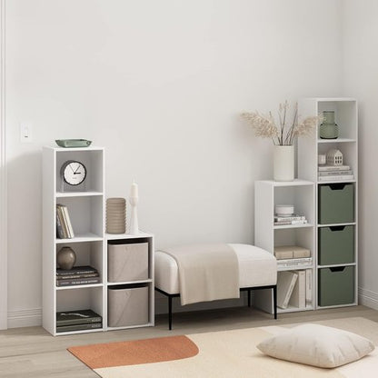 Furinno PASIR 4-Tier Modern Bookshelf - Easy Assembly Open Shelves Bookcase | White 9 x 12 x 42 Inches