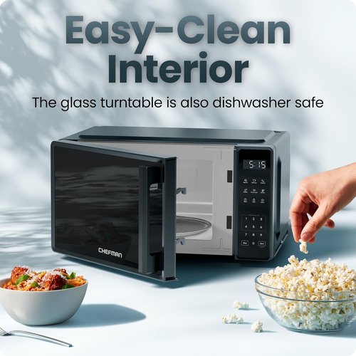 Chefman Microwave Oven - 0.7 Cu. Ft. Compact Design with 10 Power Levels & Child Safety Lock - Black