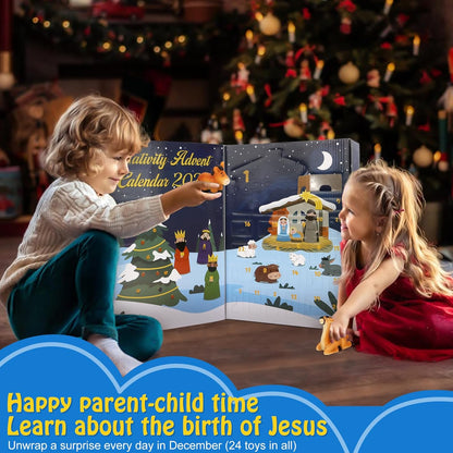 Nativity Advent Calendar 2026 for Kids - 24-Day Christmas Countdown Set | Perfect for Ages 1-5+