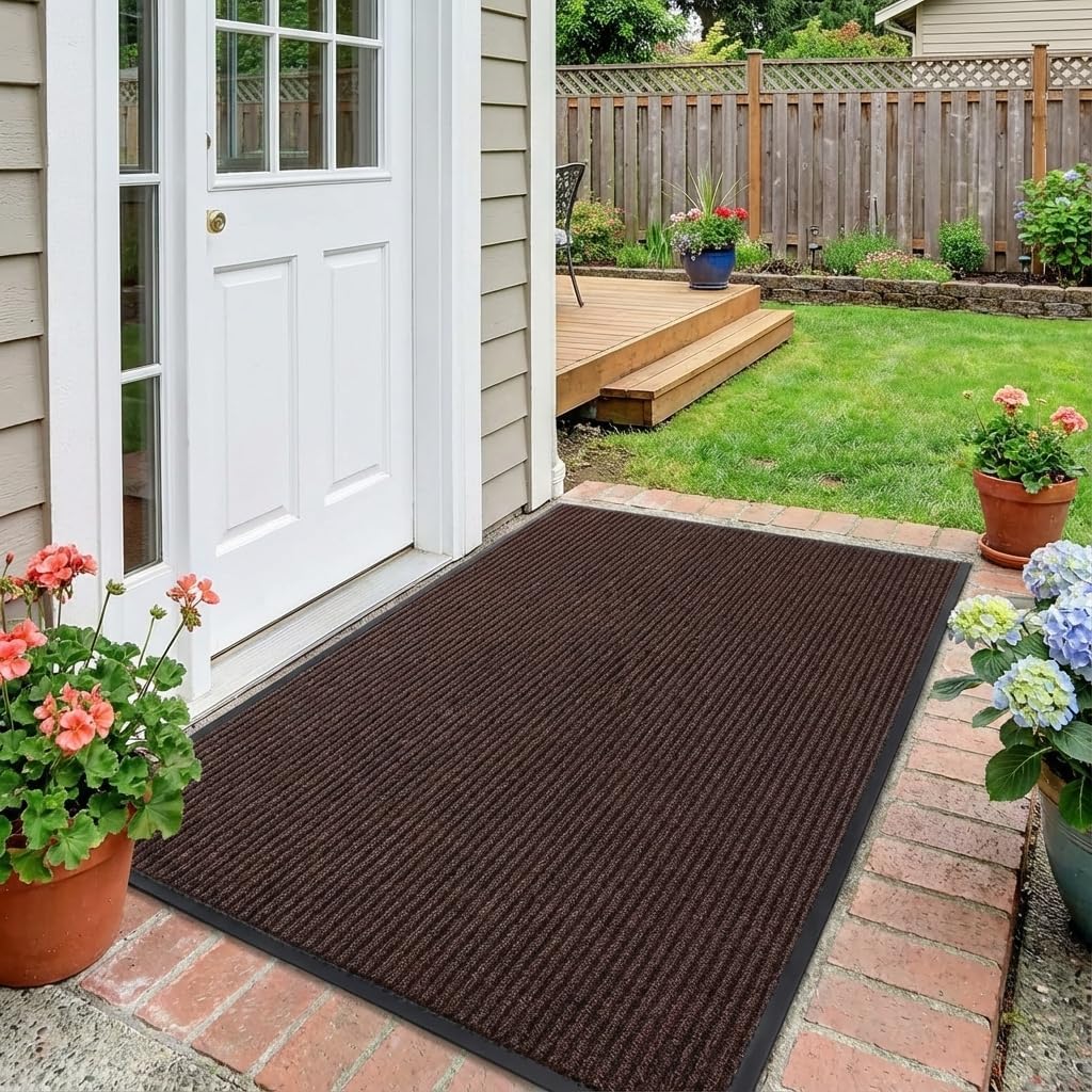 Traffic Guard | Heavy-Duty Commercial Grade Door Mat - Non-Slip Rubber Backing, 3' x 4', Brown
