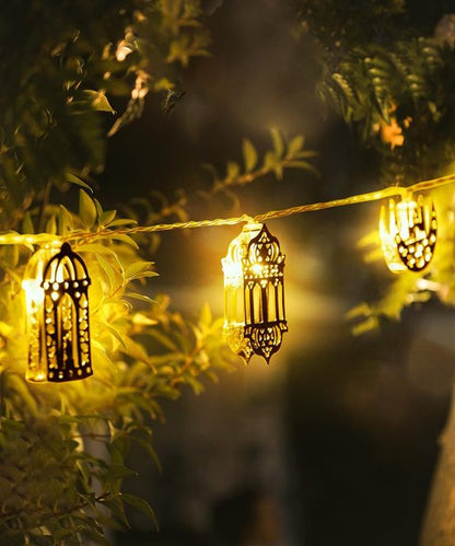 Fussion Ramadan String Lights - 20 LED Battery Operated Moon & Star Decor | 10.3 Feet for Home & Bedroom