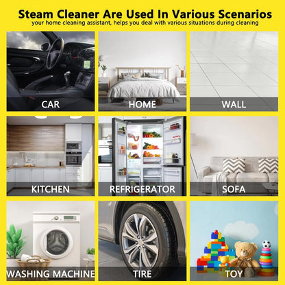 Skiennix Handheld Steam Cleaner - 3 Level Adjustable & 10s Heat-Up | 1.6 Qt Portable Steamer (Yellow)