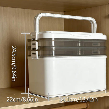 Skiennix 3-Tier Medicine Organizer - Portable Medical Cabinet with Handle & Snap Locks, Includes 6-Compartment Pill Storage