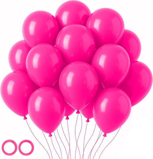 Voircoloria Hot Pink Balloons - 105pcs 12-Inch Dark Pink Party Decorations for Birthdays, Weddings & More