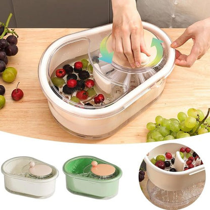 Fruit Cleaner Spinner,Portable Fruit and Vegetable Wash,Fruit Scrubber with Lid Washing Bowl,Large Efficient Multifunctional Fruit Wash Spinner, Manual salad cleaner with Colander and Bowl for Kitchen