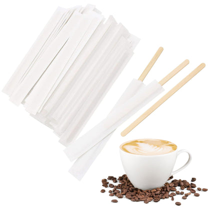 PerfectStix 7.5 Inch Individually Wrapped Wooden Coffee Stirrers, Package of 500 Stirrers