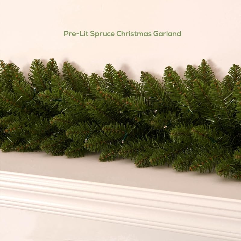 9 Ft Prelit Christmas Garland with 70 LED Lights - Battery Operated PVC Green