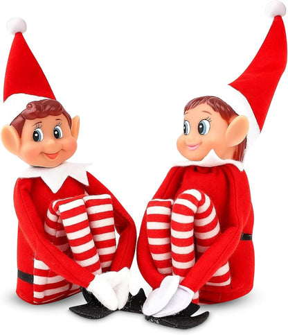 Quebec Naughty Elf Set - Soft Body Christmas Elf Figures for Boys & Girls | 12-Inch Santa's Helpers